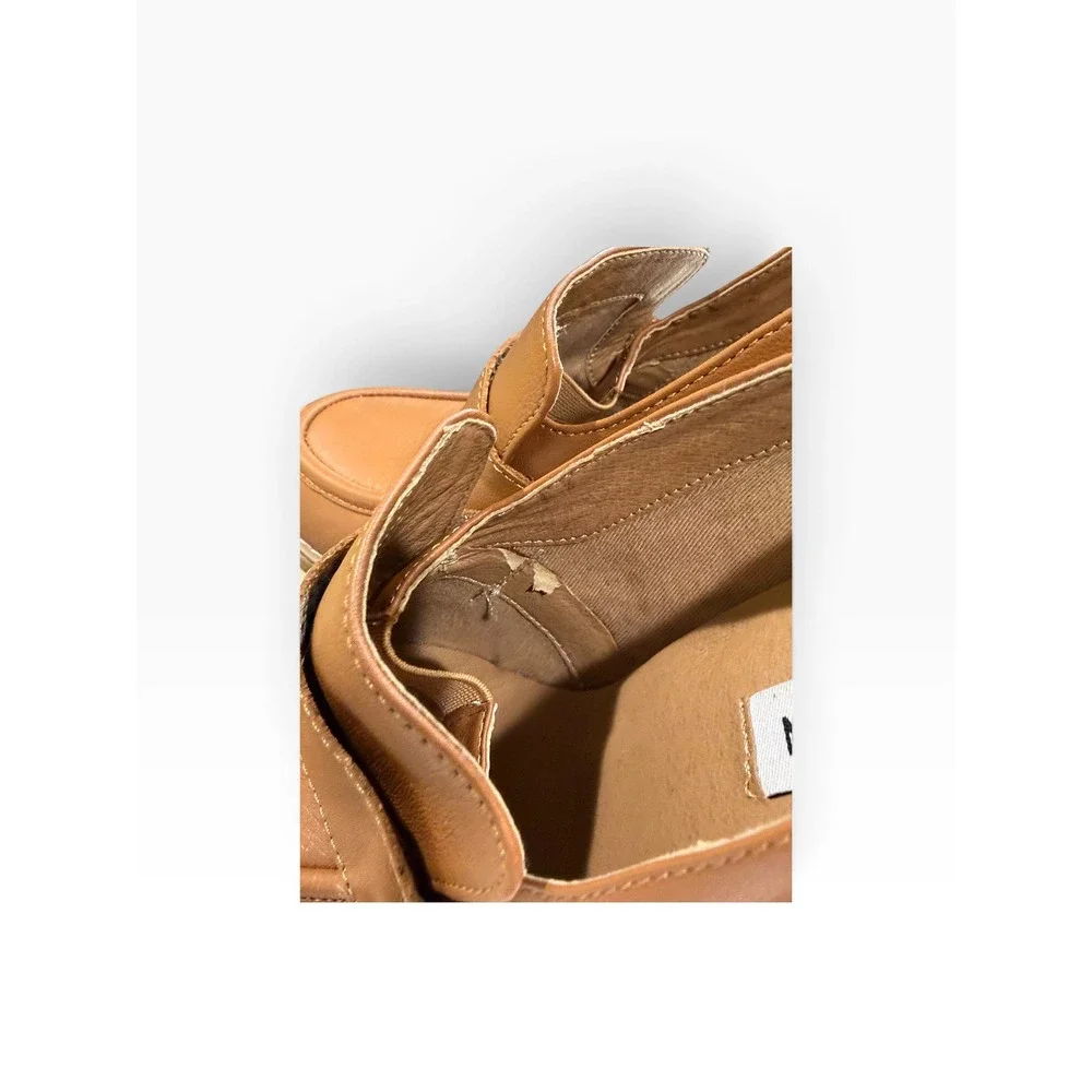 Steve Madden Odette Brown Leather Platform Loafers Chunky Block Heel 9M y2k 90s